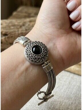 Black Stone Silver Bracelet